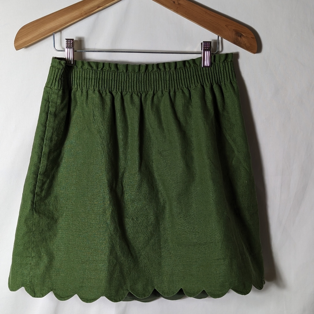 J.by J. Crew green scalloped hem lined skirt sz 10